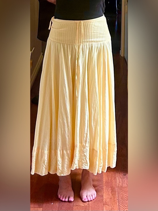 Joie Dresses & Skirts - Vintage Joie 100%Cotton Yellow Embroidered Maxi Skirt